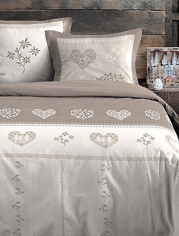Housse de couette 240x220 MODANE NATUREL + 2 taies coton 57 fils