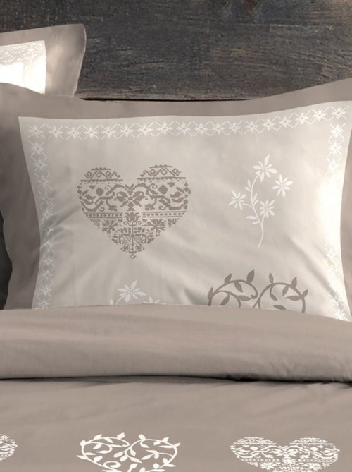Housse de couette 240x220 MODANE NATUREL + 2 taies coton 57 fils - Kiabi