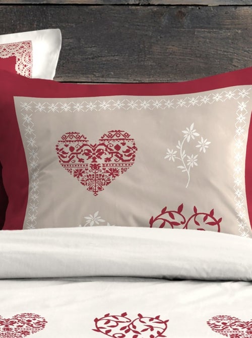 Housse de couette 240x220 MODANE ROUGE + 2 taies coton 57 fils - Kiabi