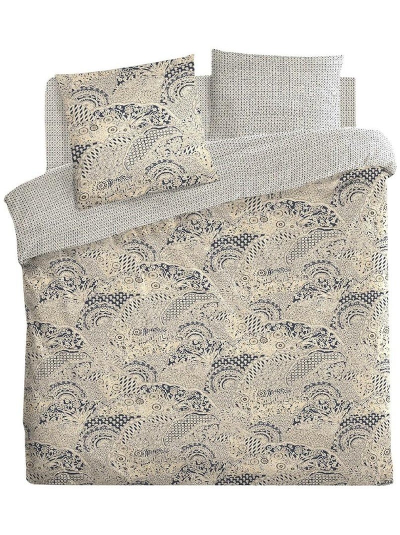Housse de couette 240x220 Naoki + 2 taies 100% coton 57 fils Beige - Kiabi