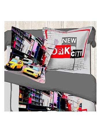 Housse de couette 240x220 NEW YORK CAB + 2 taies 100% coton
