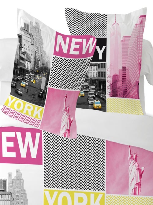 Housse de couette 240x220 NY GLAMOUROUS + 2 taies 100% coton - Kiabi