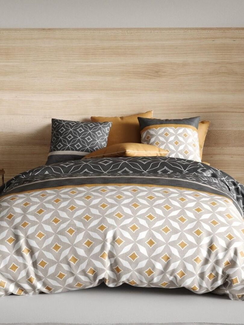 Housse de couette 240 x 220 cm coton 57 fils 2 taies Isigeo