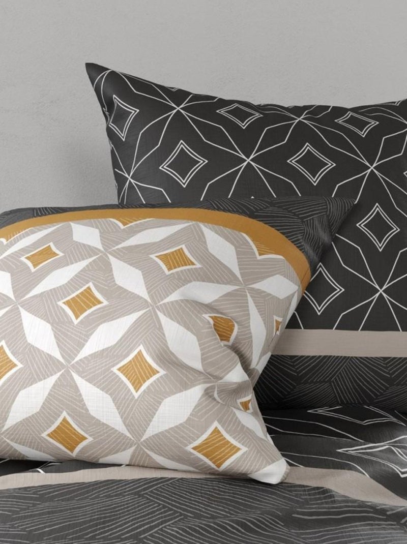 Housse de couette 240x220 Ota + 2 taies 100% coton 57 fils Gris - Kiabi