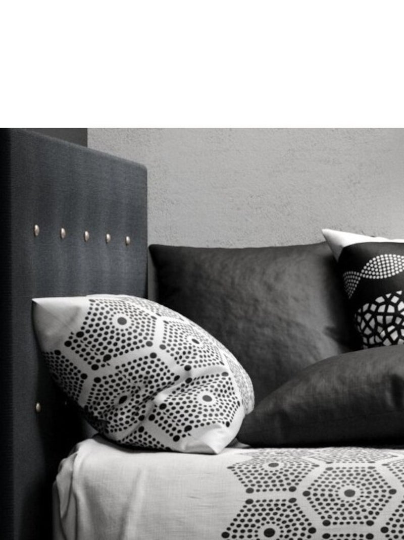Housse de couette 240x220 PAVAGE + 2 taies coton 57 fils Noir - Kiabi