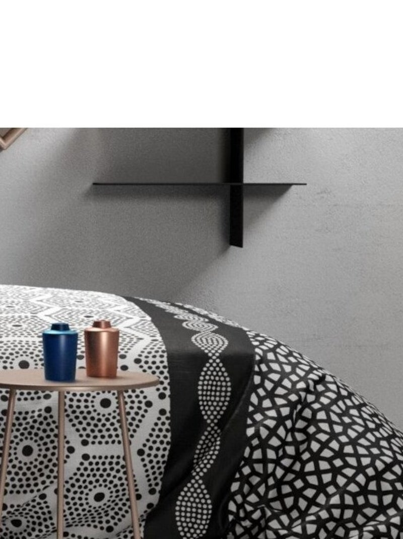 Housse de couette 240x220 PAVAGE + 2 taies coton 57 fils Noir - Kiabi
