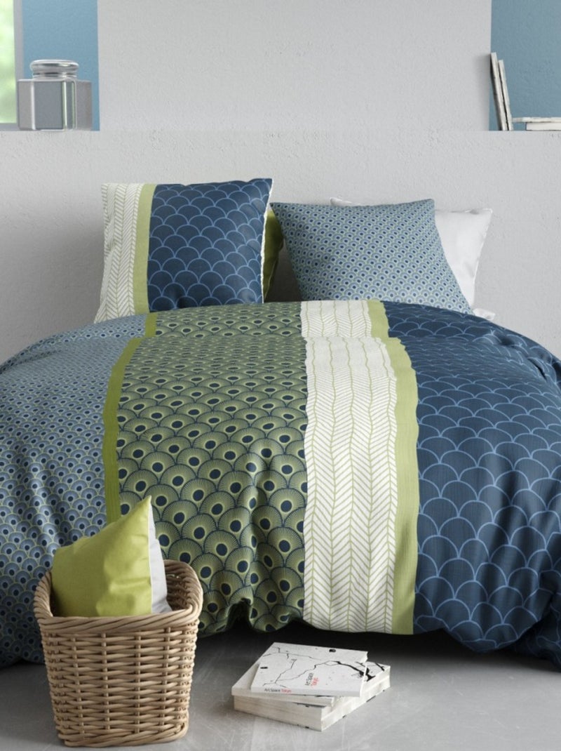 Housse de couette 240x220 POLO + 2 taies coton 57 fils Bleu - Kiabi