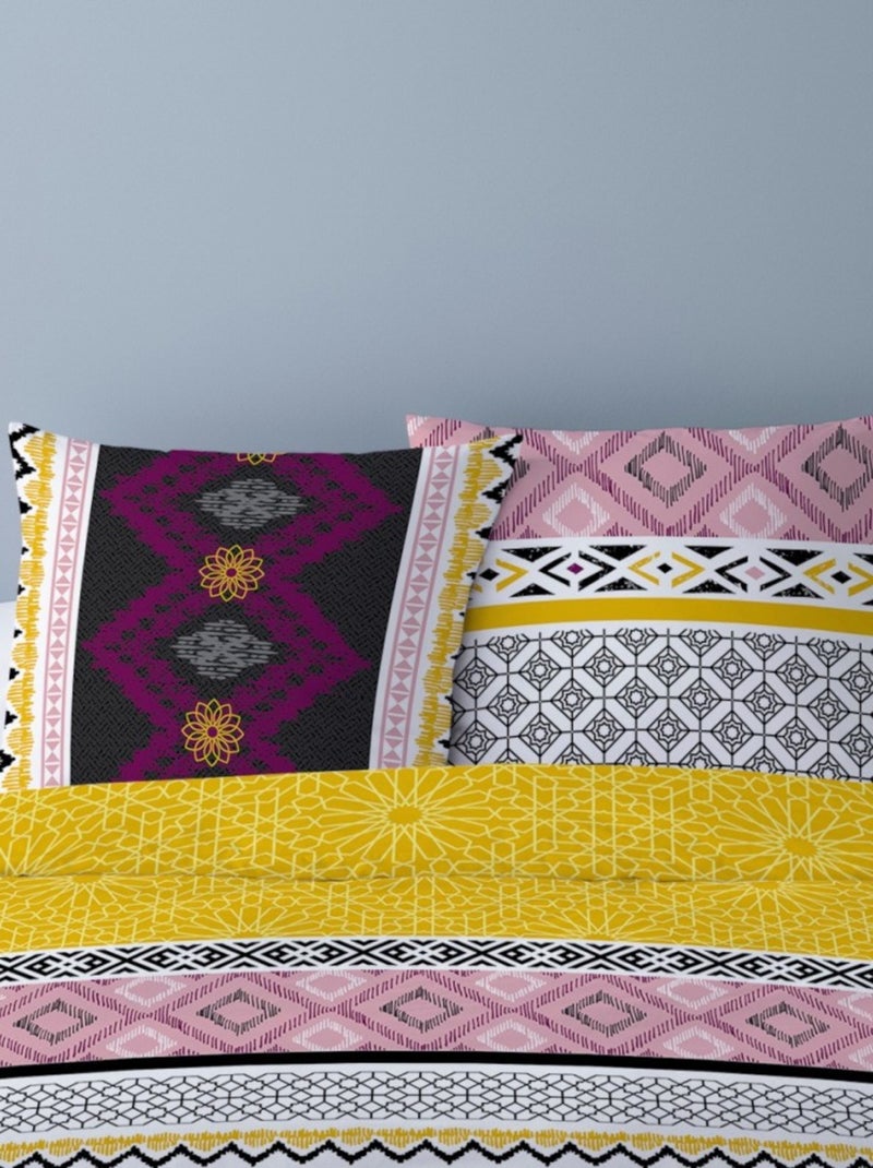 Housse de couette 240x220 RAZO + 2 taies 100% coton Jaune - Kiabi