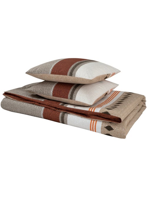 Housse de couette 240x220 RHODA + 2 taies Percale de coton - Kiabi