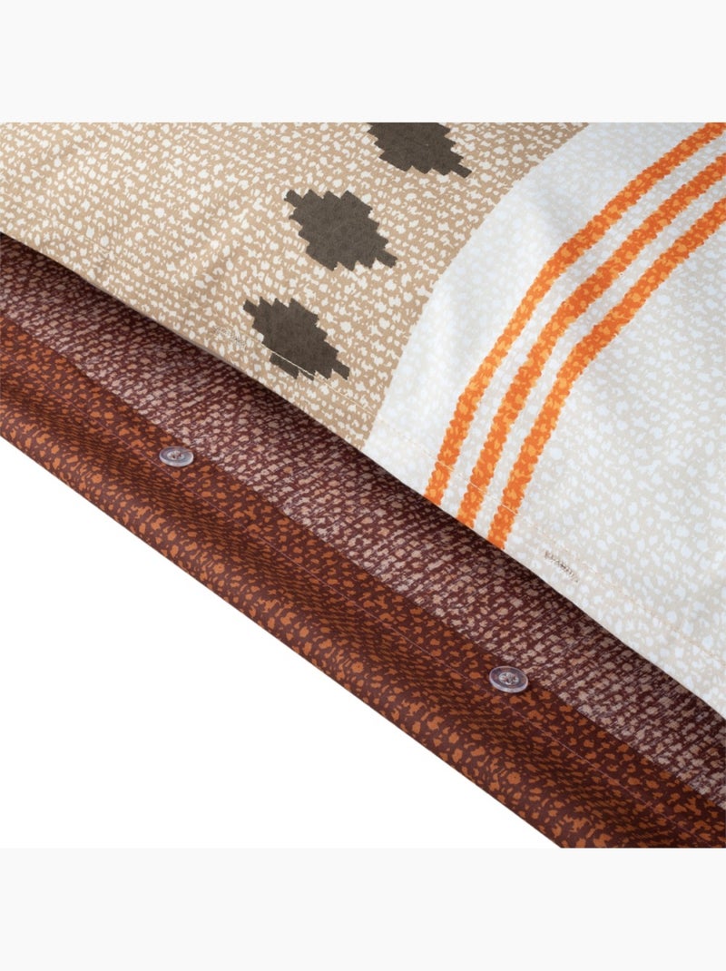 Housse de couette 240x220 RHODA + 2 taies Percale de coton Marron - Kiabi