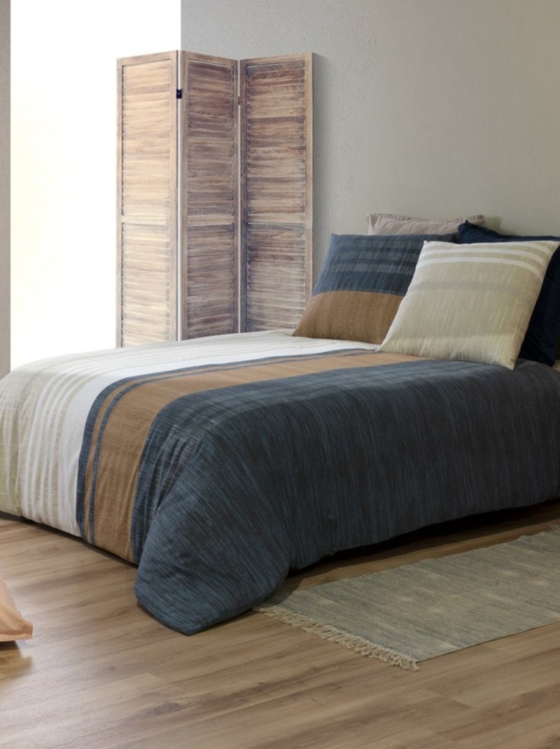 Housse de couette 240x220 ROMANE + 2 taies coton 57 fils Beige - Kiabi