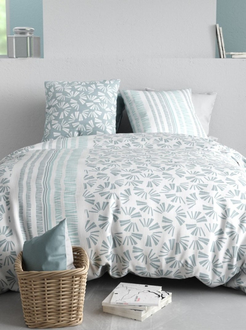 Housse de couette 240x220 ROSSI + 2 taies coton 57 fils Blanc - Kiabi
