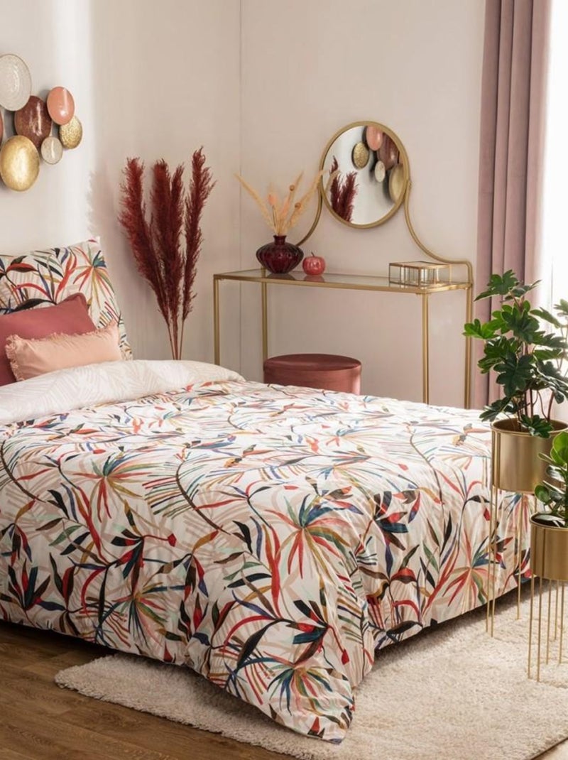 Housse de couette 240x220 Roxane + 2 taies 100% coton 57 fils Bleu - Kiabi