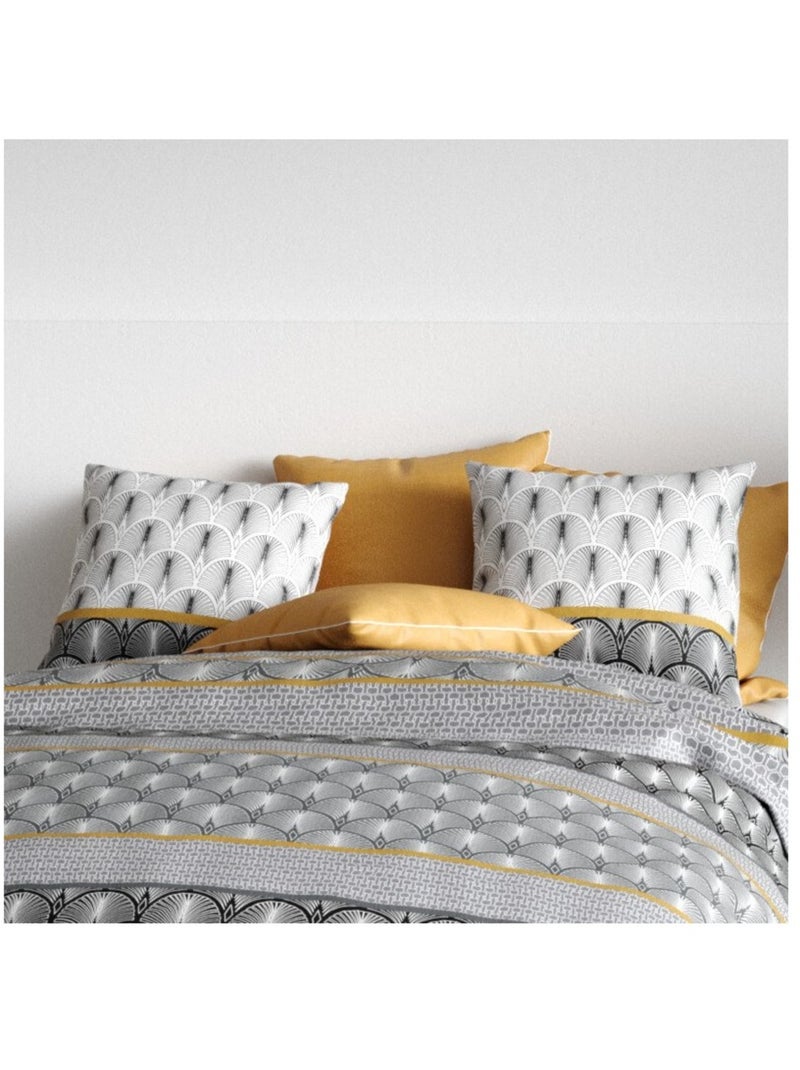 Housse de couette 240x220 SAKIG + 2 taies coton 57 fils Gris - Kiabi