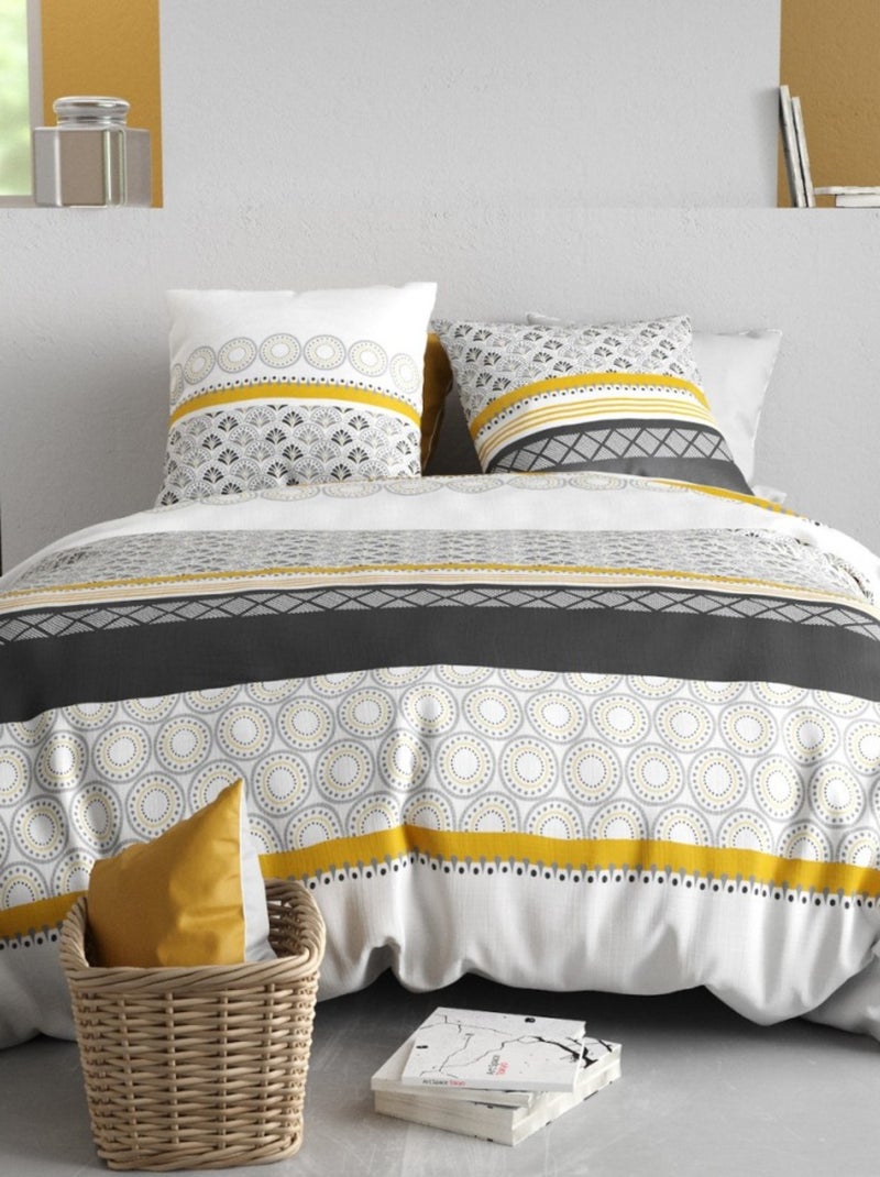 Housse de couette 240x220 SPIRA + 2 taies coton 57 fils Blanc - Kiabi