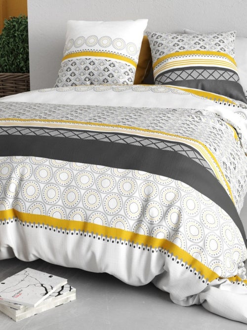 Housse de couette 240x220 SPIRA + 2 taies coton 57 fils - Kiabi Housse de couette 240x220 SPIRA + 2 taies coton 57 fils - Kiabi