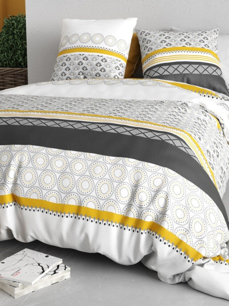 Housse de couette 240x220 SPIRA + 2 taies coton 57 fils Blanc - Kiabi