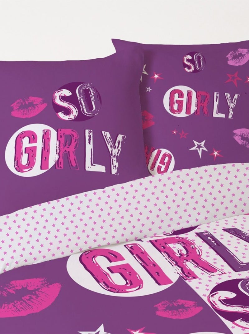 Housse de couette 240x220 Stars + 2 taies coton 52 fils Violet - Kiabi