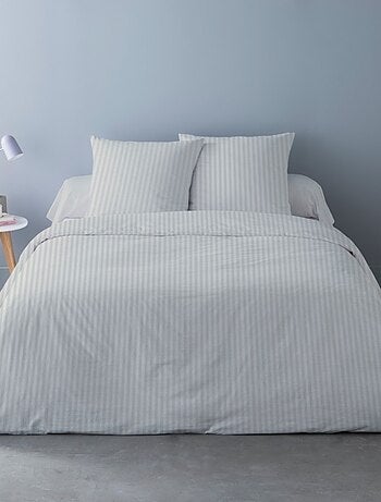 Housse de couette 240x220 STRIPES BLANC + 2 taies coton 78 fils