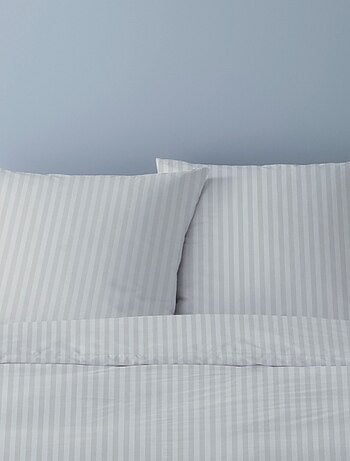 Housse de couette 240x220 STRIPES BLANC + 2 taies coton 78 fils