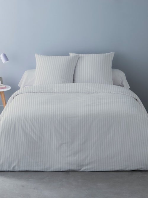 Housse de couette 240x220 STRIPES BLANC + 2 taies coton 78 fils - Kiabi