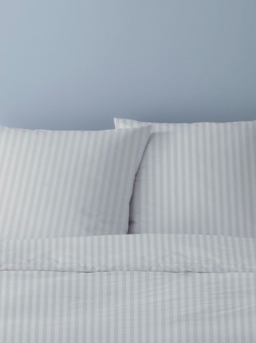 Housse de couette 240x220 STRIPES BLANC + 2 taies coton 78 fils - Kiabi