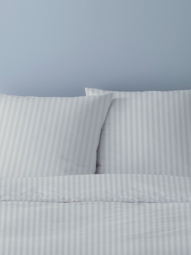 Housse de couette 240x220 STRIPES BLANC + 2 taies coton 78 fils Blanc - Kiabi