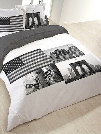Housse de couette 240x220 Time Square + 2 taies coton 52 fils