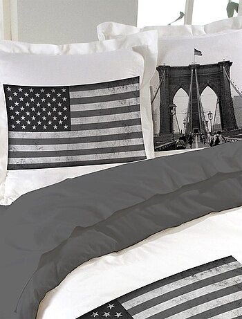 Housse de couette 240x220 Time Square + 2 taies coton 52 fils