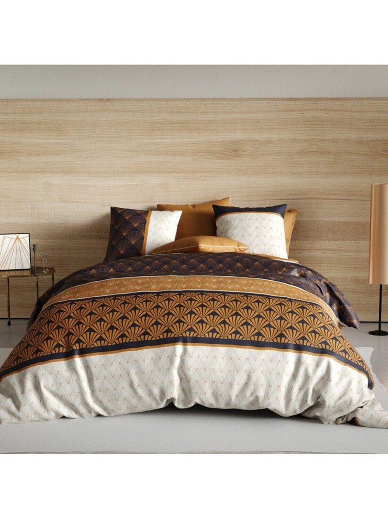 Housse de couette 240x220 Toffee + 2 taies 100% coton 57 fils Bleu - Kiabi