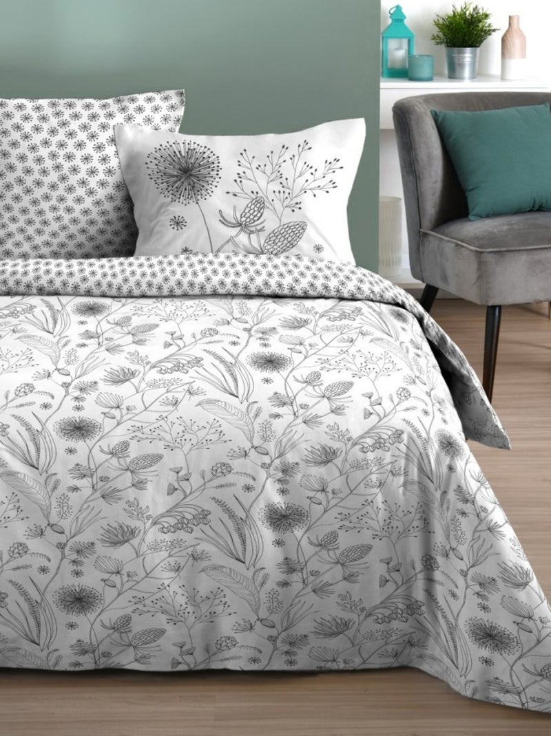 Housse de couette 240x220 ULANI NOIR + 2 taies coton 57 fils Noir - Kiabi