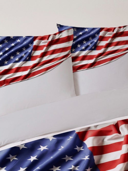 Housse de couette 240x220 US FLAG + 2 taies 100% coton - Kiabi