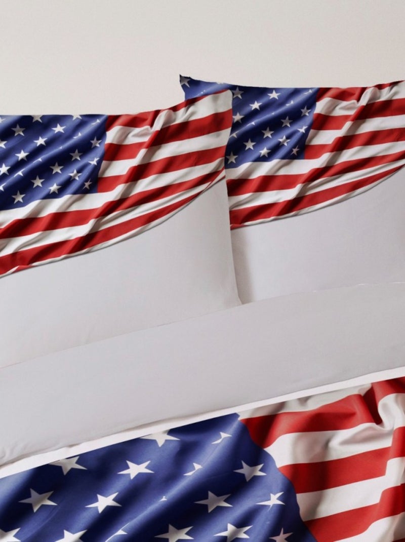 Housse de couette 240x220 US FLAG + 2 taies 100% coton Blanc - Kiabi