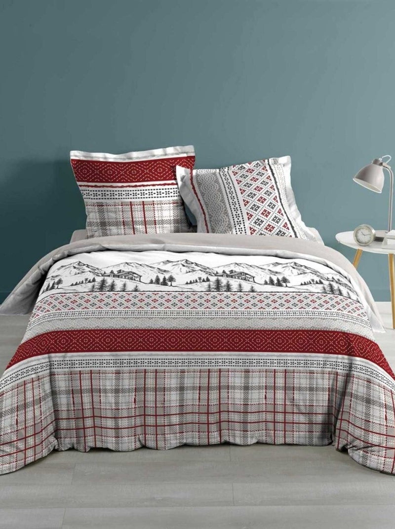 Housse de couette 240x220 Vallon + 2 taies coton 57 fils Rouge - Kiabi