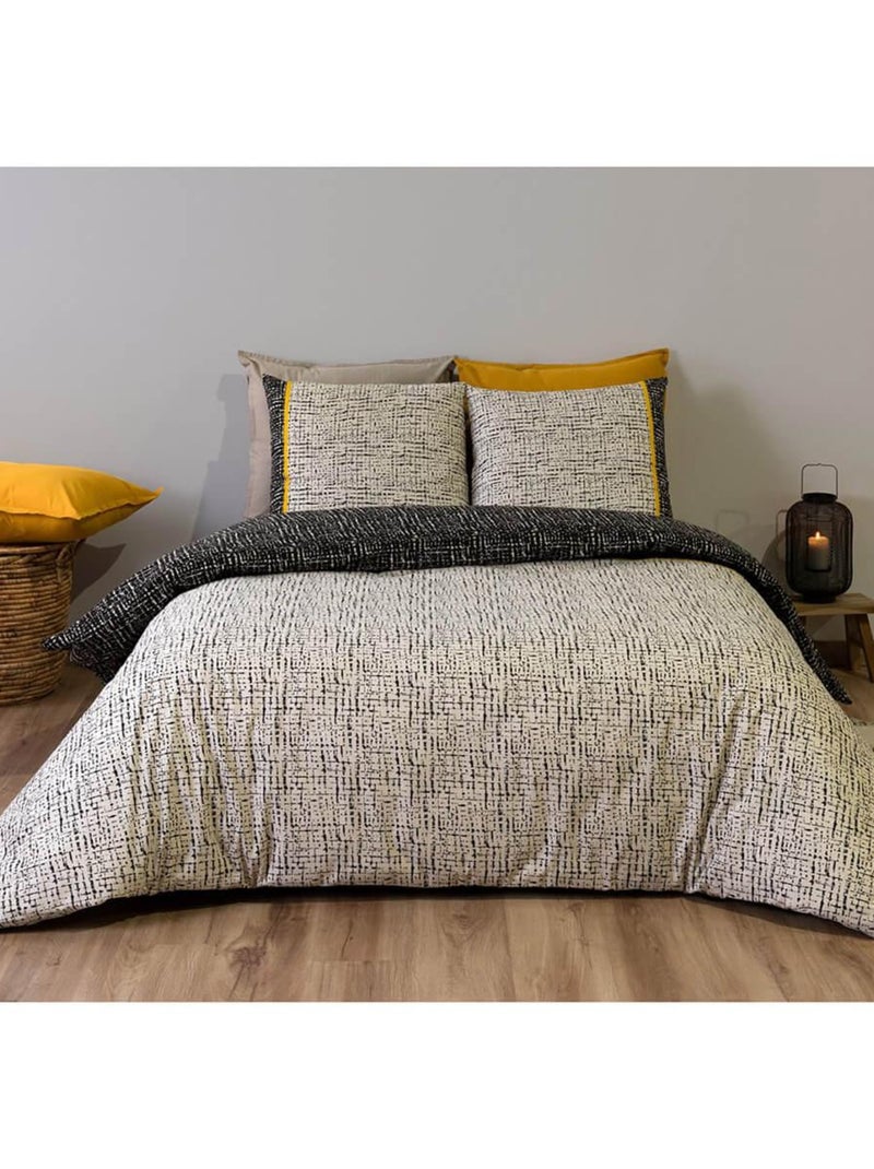 Housse de couette 240x220 Vulcane + 2 taies 100% coton 57 fils Gris - Kiabi