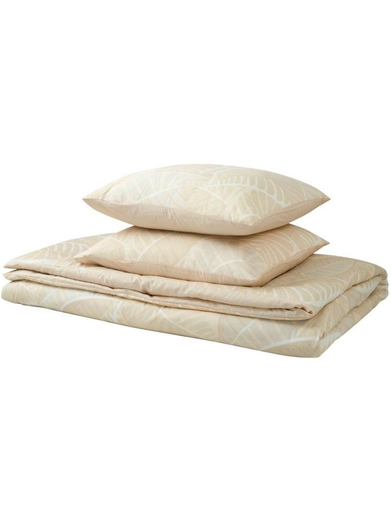 Housse de couette 240x220 YUCA + 2 taies Percale de coton Beige - Kiabi