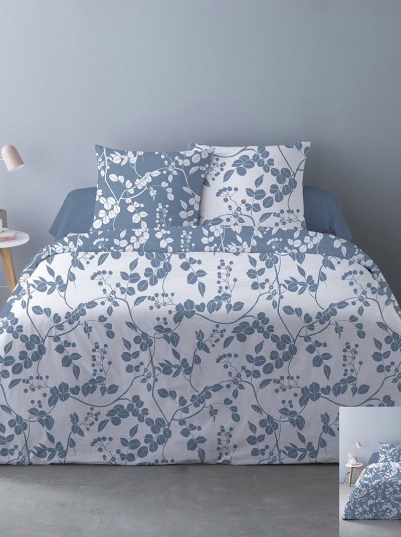 Housse de couette 240x220 Yuka bleu + 2 taies Bleu - Kiabi
