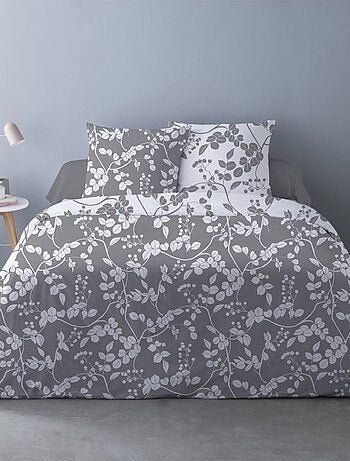 Housse de couette 240x220 Yuka gris + 2 taies
