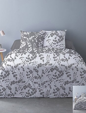 Housse de couette 240x220 Yuka gris + 2 taies