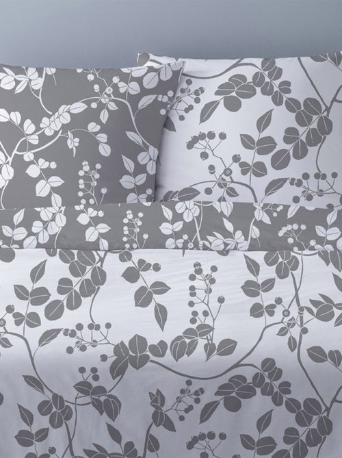 Housse de couette 240x220 Yuka gris + 2 taies - Kiabi