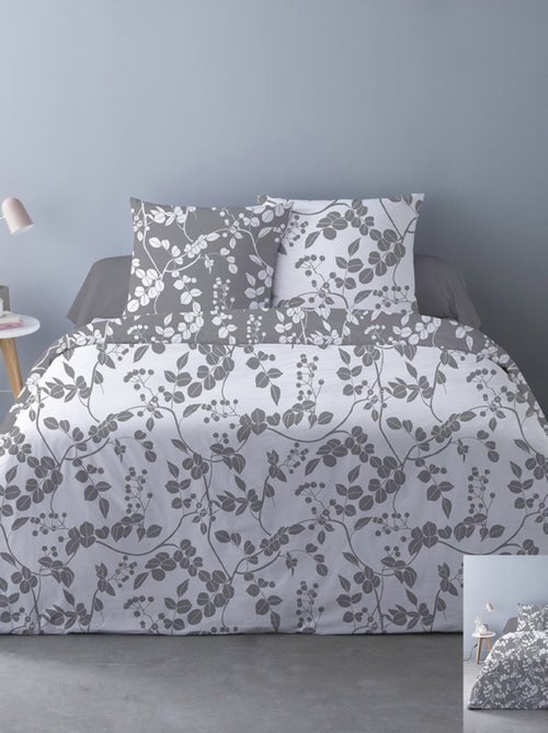 Housse de couette 240x220 Yuka gris + 2 taies - Kiabi