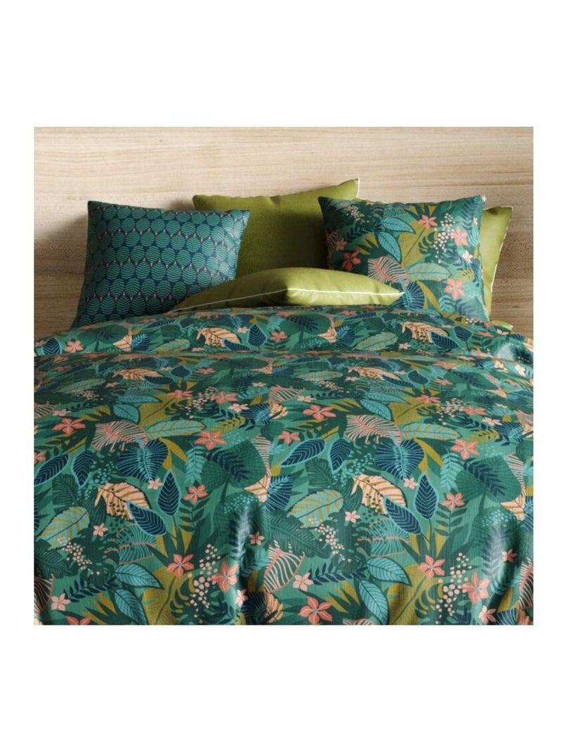 Housse de couette 240x220 ZANIA + 2 taies coton 57 fils Vert - Kiabi