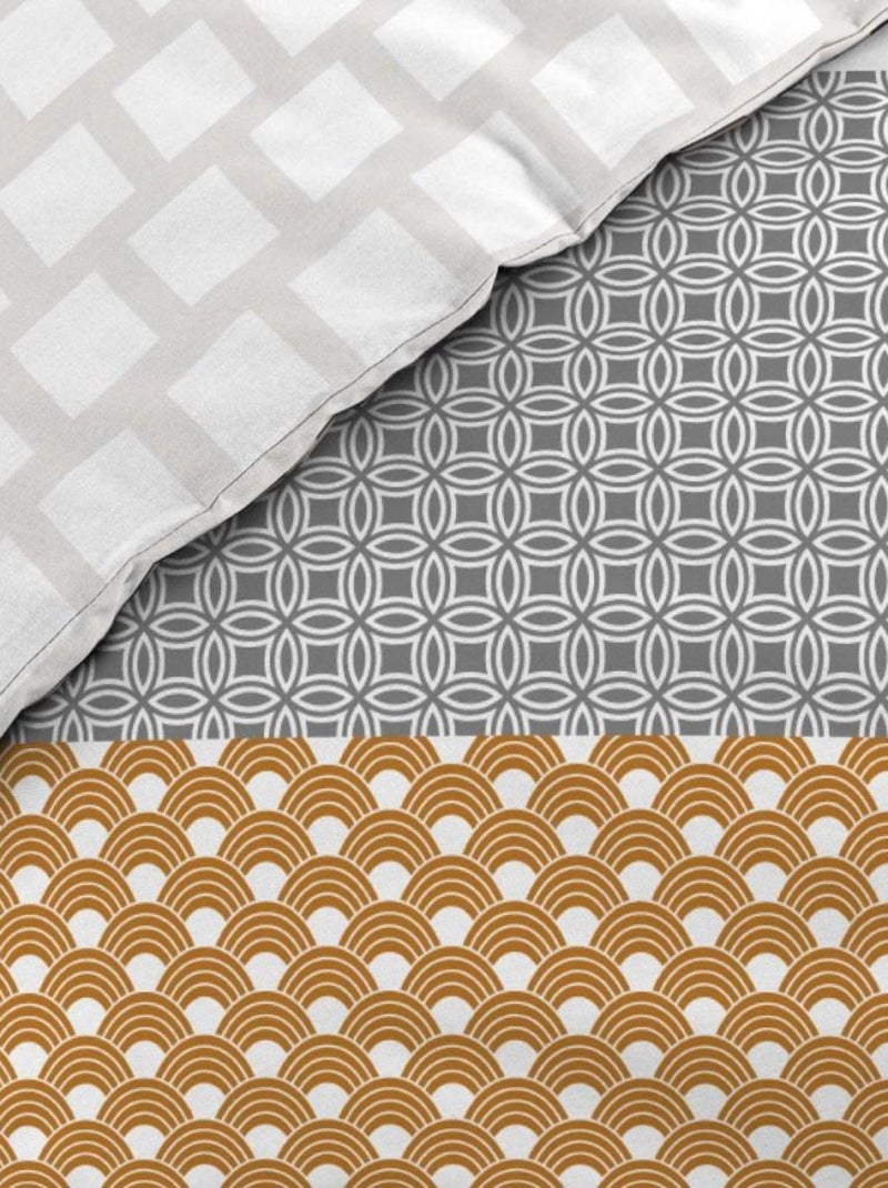 Housse de couette 240x220cm + 2 taies ARSENE 100% coton Gris - Kiabi