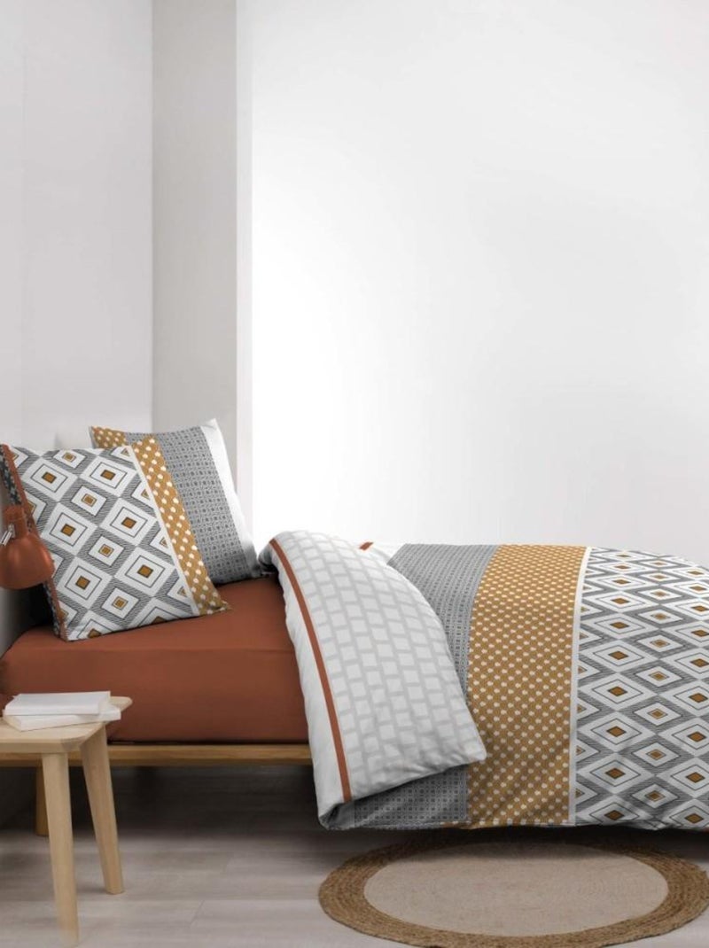 Housse de couette 240x220cm + 2 taies ARSENE 100% coton Gris - Kiabi