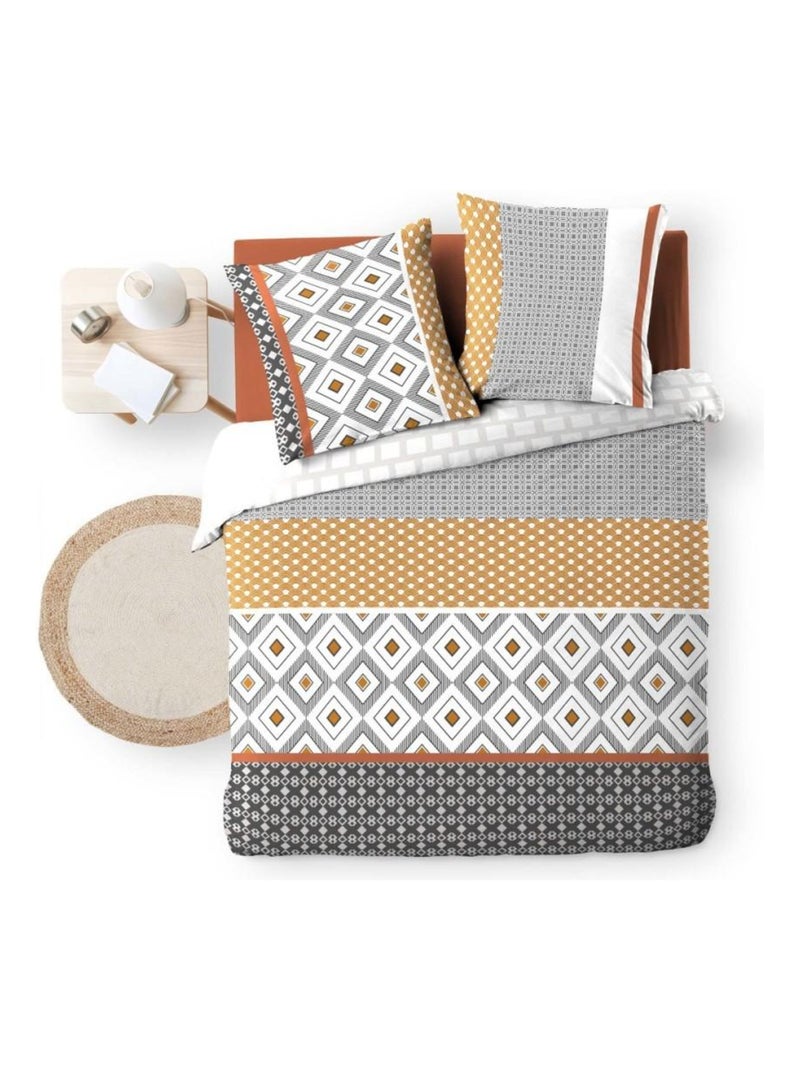 Housse de couette 240x220cm + 2 taies ARSENE 100% coton Gris - Kiabi