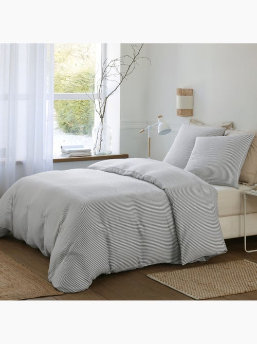 Housse de couette 240x220cm + 2 taies d'oreiller imprimées 100% gaze de coton - Kiabi Housse de couette 240x220cm + 2 taies d'oreiller imprimées 100% gaze de coton - Kiabi
