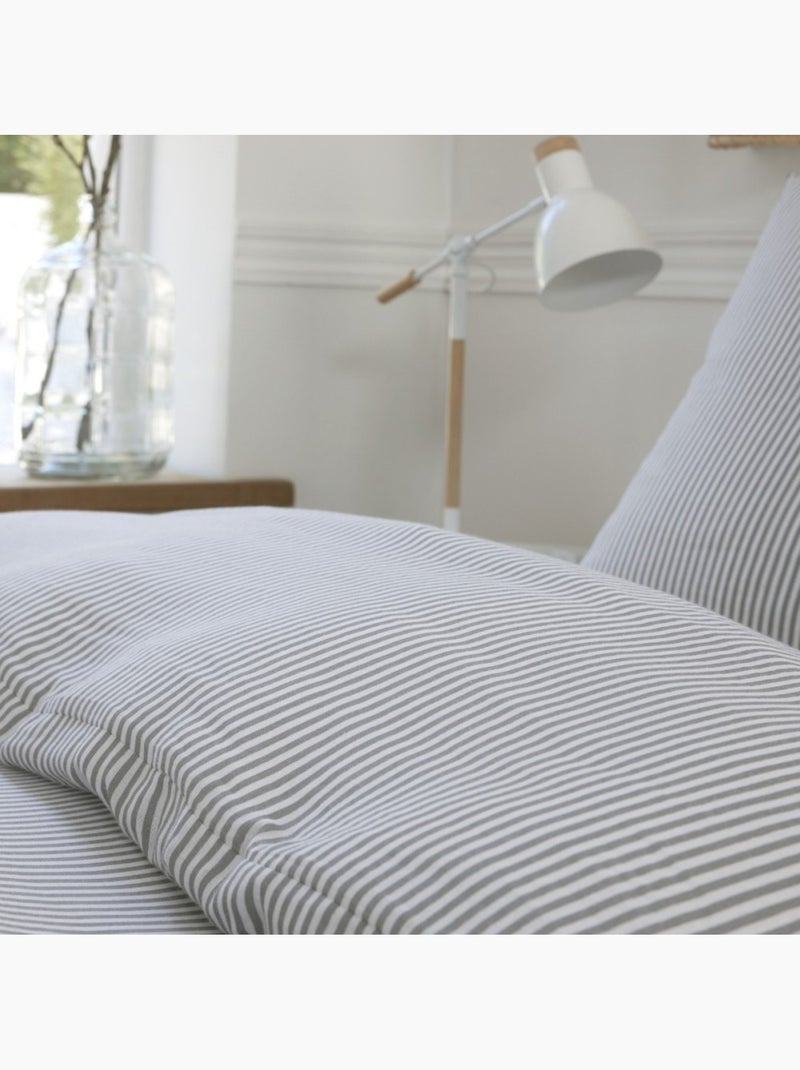 Housse de couette 240x220cm + 2 taies d'oreiller imprimées 100% gaze de coton Gris - Kiabi