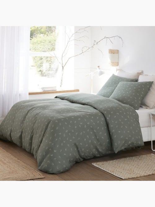 Housse de couette 240x220cm + 2 taies d'oreiller imprimées 100% gaze de coton - Kiabi Housse de couette 240x220cm + 2 taies d'oreiller imprimées 100% gaze de coton - Kiabi
