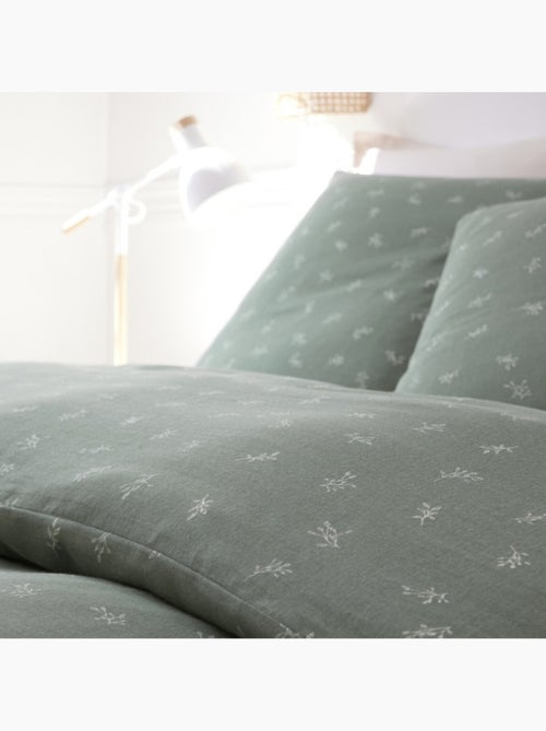 Housse de couette 240x220cm + 2 taies d'oreiller imprimées 100% gaze de coton - Kiabi Housse de couette 240x220cm + 2 taies d'oreiller imprimées 100% gaze de coton - Kiabi