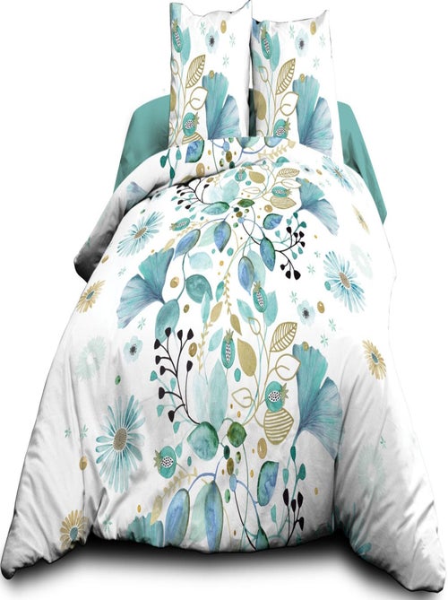 Housse de couette 240x260 + 2 taies - Pur coton 57 fils - Bloom - Kiabi